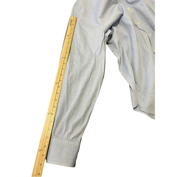 INDIVIDUALIZED SHIRTS Dress Shirt Blue White Contrast Collar Oxford Size 16 - Picture 9 of 12